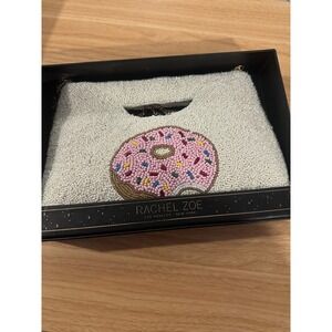 Rachel Zoe Beaded Donut Clutch Crossbody Bag Removable Chain Evening